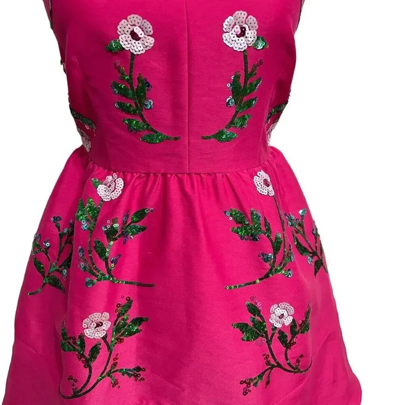 Kate Spade Fit and Flare Floral Embellished Pink Women's Dress Size 00 - Picture 11 of 16